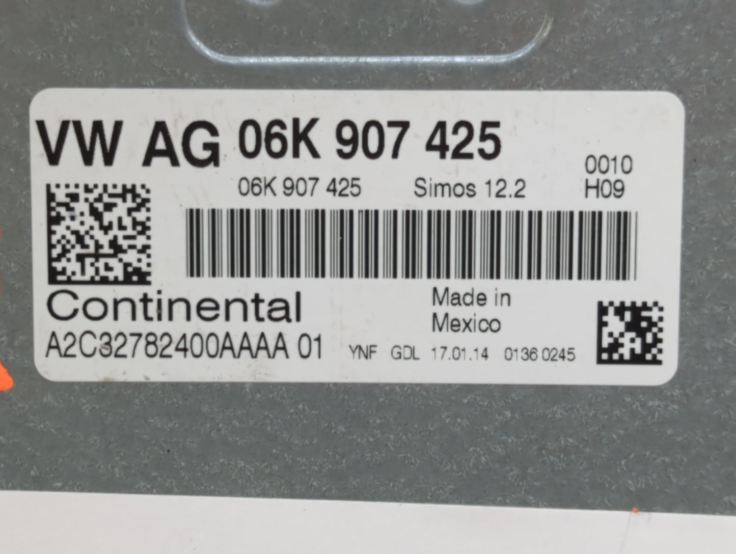 2014 Volkswagen Jetta PCM Engine Control Computer ECU ECM PCU OEM P/N:06K 906 070 F 06K 907 425, 06K 906 070 C Fits OEM Used