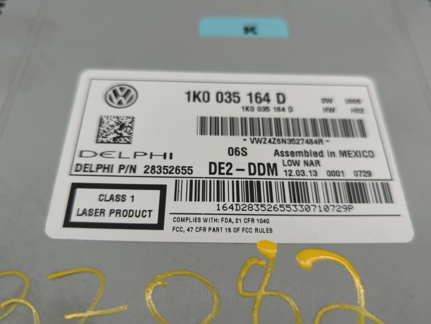 2011-2014 Volkswagen Jetta Radio AM FM Cd Player Receiver Replacement P/N:1K0 035 164 D 1K0 035 180 AE Fits OEM Used Auto Pa