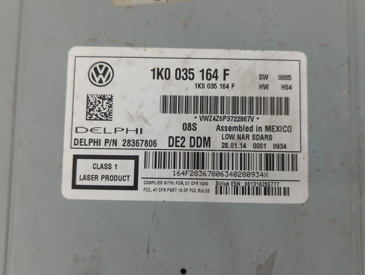 2014-2014 Volkswagen Jetta Am Fm Cd Player Radio Receiver - Oemusedautoparts1.com