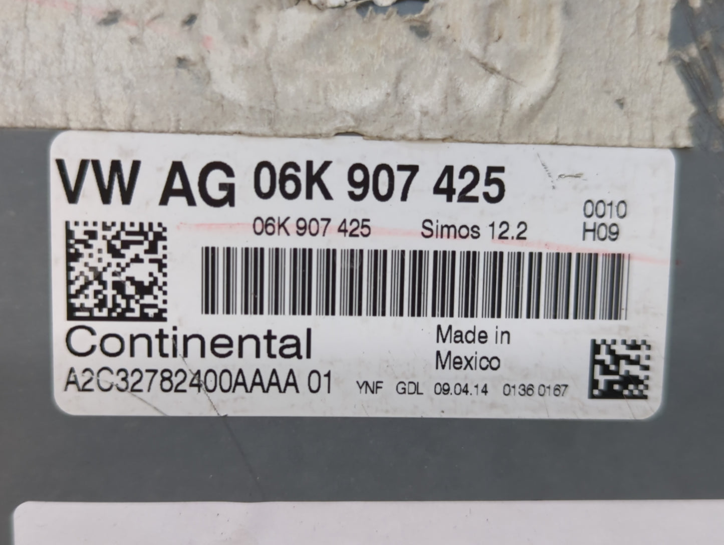 2014 Volkswagen Jetta PCM Engine Control Computer ECU ECM PCU OEM P/N:06K 907 425 Fits OEM Used Auto Parts - Oemusedautopart
