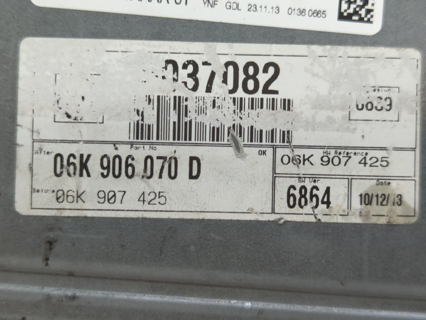 2014 Volkswagen Jetta PCM Engine Control Computer ECU ECM PCU OEM P/N:06K 906 070 D Fits OEM Used Auto Parts - Oemusedautopa