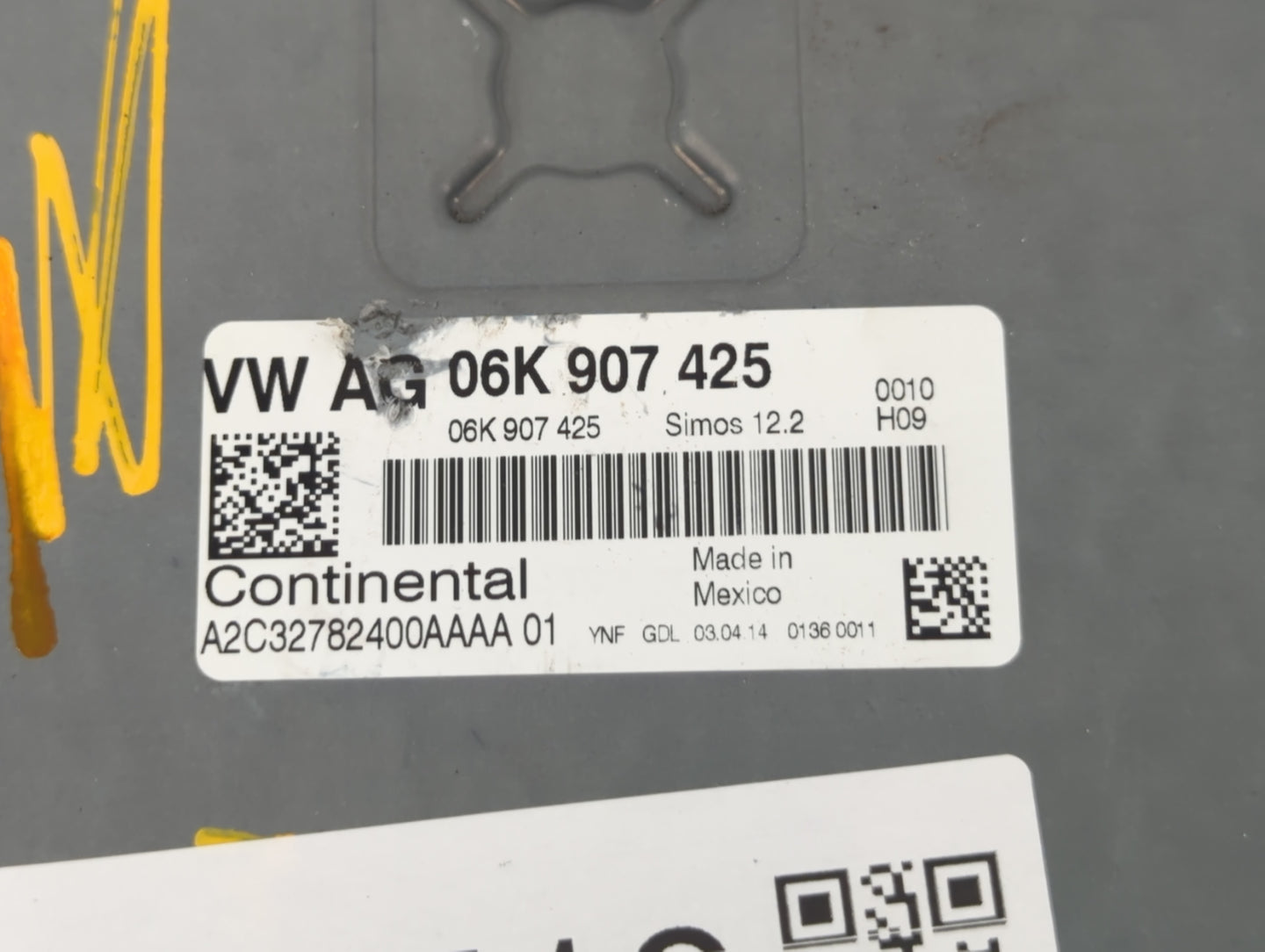 2014 Volkswagen Jetta PCM Engine Control Computer ECU ECM PCU OEM P/N:06K 906 907 425 Fits OEM Used Auto Parts - Oemusedauto