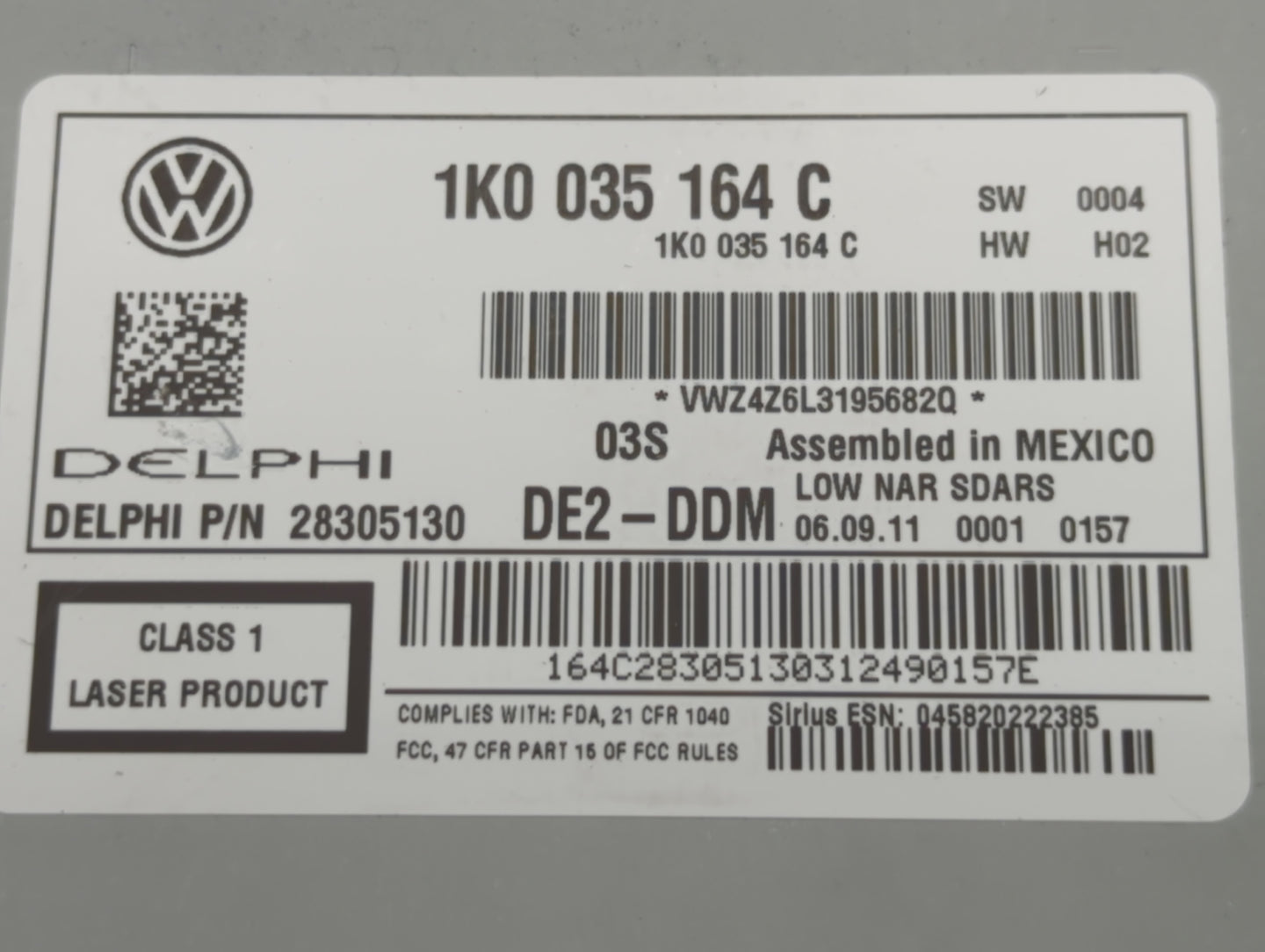 2011-2014 Volkswagen Jetta Radio AM FM Cd Player Receiver Replacement P/N:1K0 035 164 C Fits Fits 2011 2012 2013 2014 2015 2