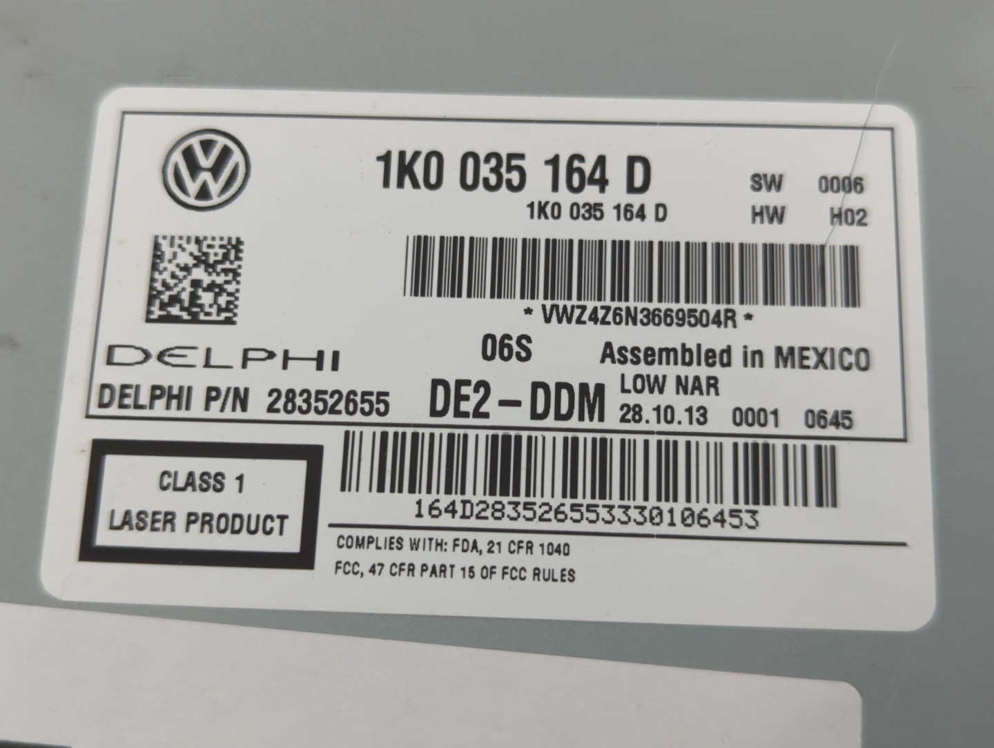 2011-2014 Volkswagen Jetta Radio AM FM Cd Player Receiver Replacement P/N:1K0 035 164 D Fits Fits 2011 2012 2013 2014 2015 2
