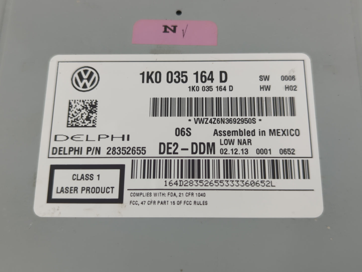 2012-2017 Volkswagen Jetta Radio AM FM Cd Player Receiver Replacement P/N:1K0 035 164 D Fits Fits 2012 2013 2014 2015 2016 2
