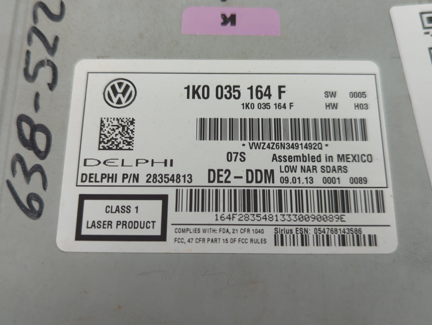2011-2014 Volkswagen Jetta Radio AM FM Cd Player Receiver Replacement P/N:1K0 035 164 F Fits Fits 2011 2012 2013 2014 2015 2
