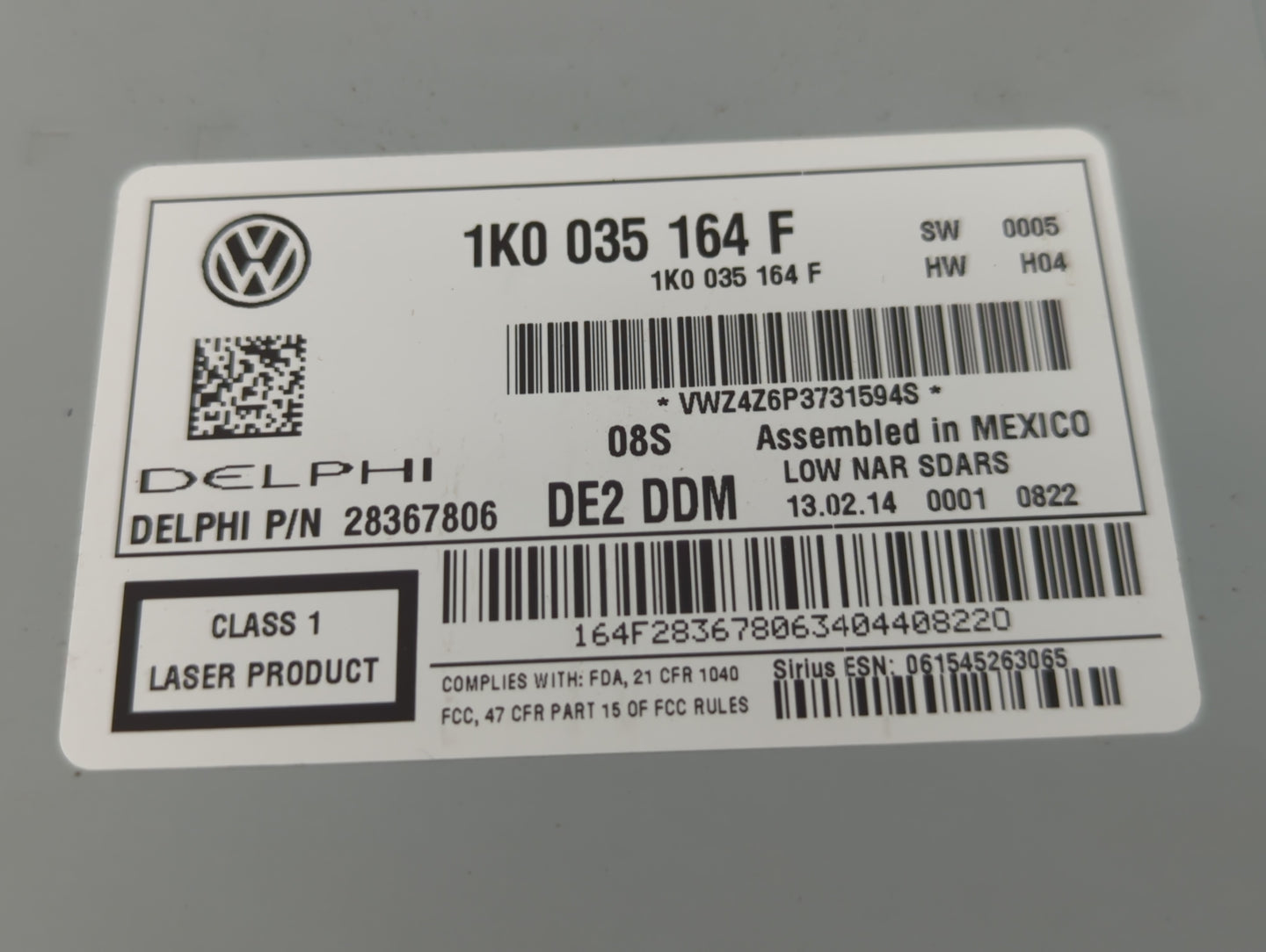 2011-2014 Volkswagen Jetta Radio AM FM Cd Player Receiver Replacement P/N:1K0 035 164 F Fits Fits 2011 2012 2013 2014 2015 2