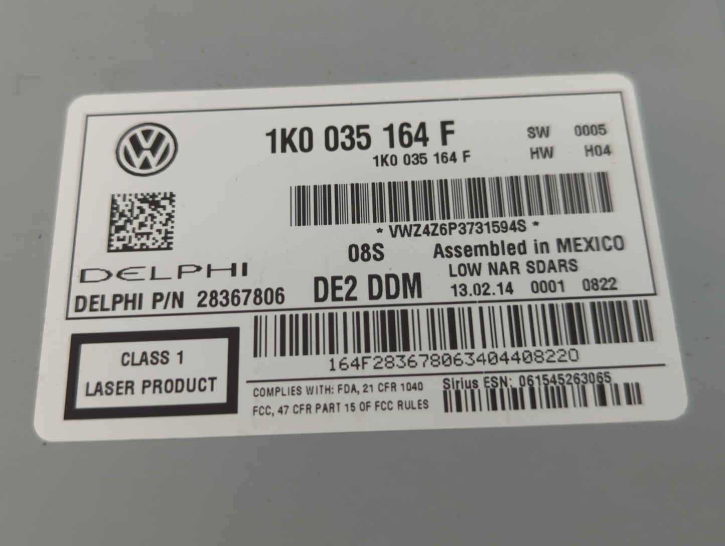 2011-2014 Volkswagen Jetta Radio AM FM Cd Player Receiver Replacement P/N:1K0 035 164 F Fits Fits 2011 2012 2013 2014 2015 2