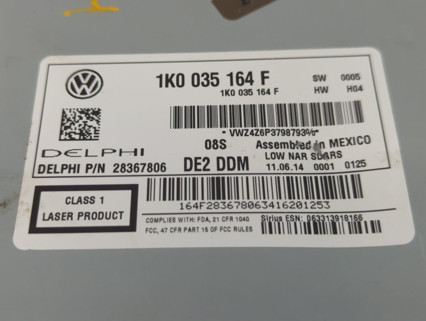 2012-2017 Volkswagen Jetta Radio AM FM Cd Player Receiver Replacement P/N:1K0 035 164 F Fits Fits 2012 2013 2014 2015 2016 2