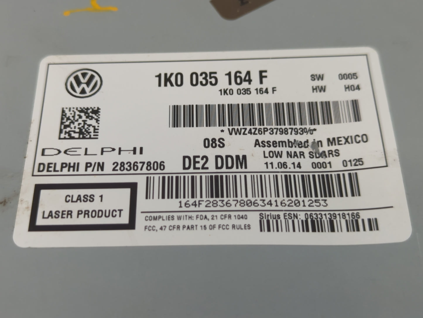 2012-2017 Volkswagen Jetta Radio AM FM Cd Player Receiver Replacement P/N:1K0 035 164 F Fits Fits 2012 2013 2014 2015 2016 2