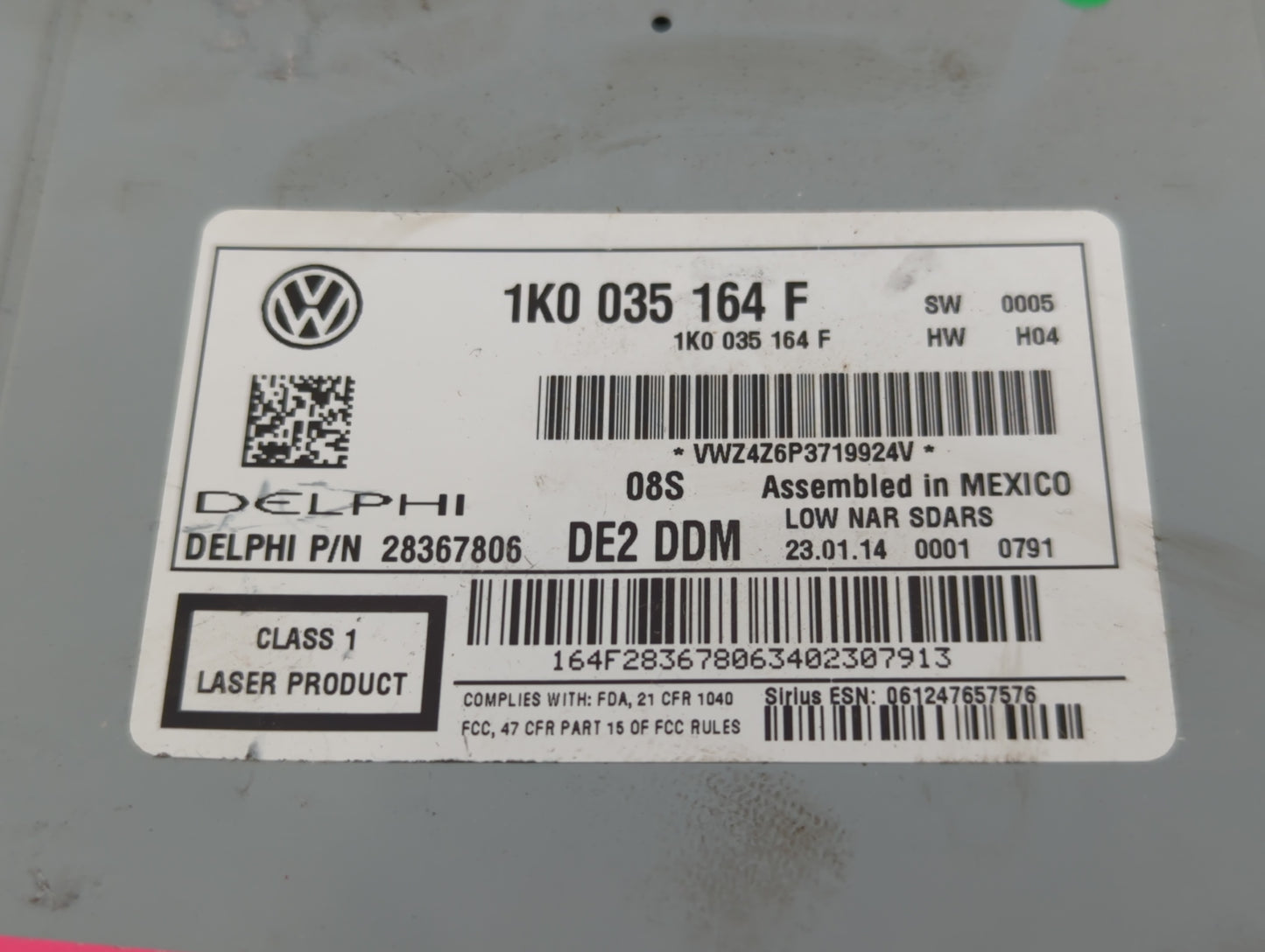 2012-2017 Volkswagen Jetta Radio AM FM Cd Player Receiver Replacement P/N:1K0 035 164 F Fits Fits 2012 2013 2014 2015 2016 2