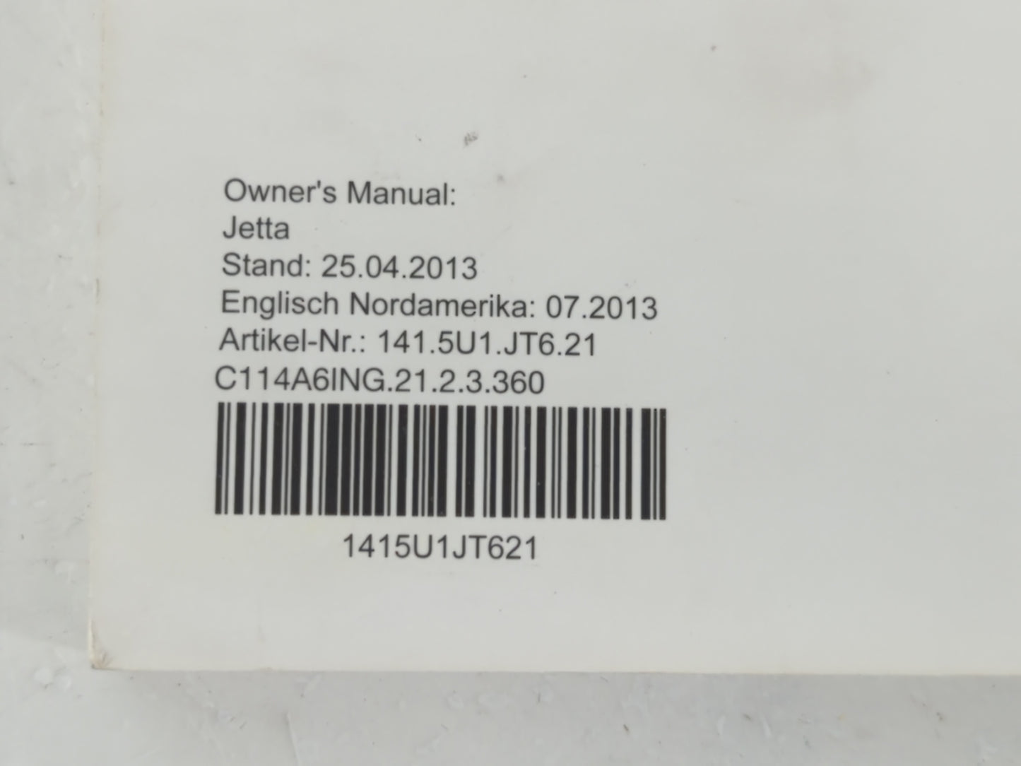 2014 Volkswagen Jetta Owners Manual Book Guide OEM Used Auto Parts - Oemusedautoparts1.com