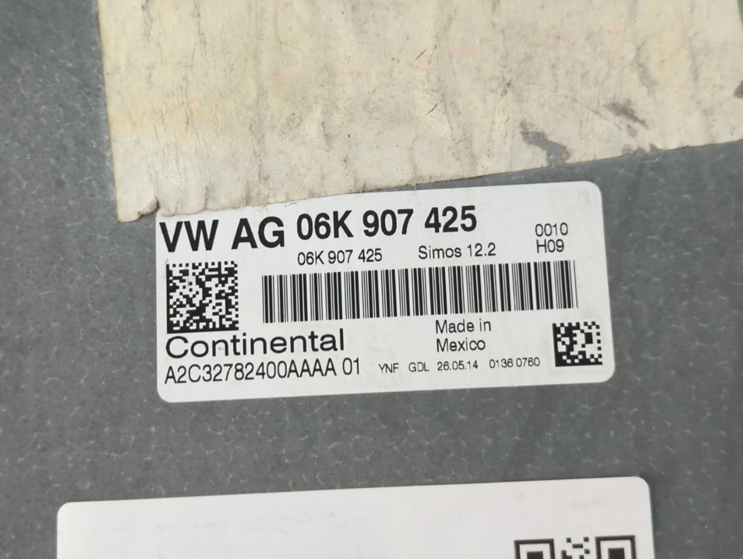 2014 Volkswagen Jetta PCM Engine Control Computer ECU ECM PCU OEM P/N:06K 907 425 Fits OEM Used Auto Parts - Oemusedautopart