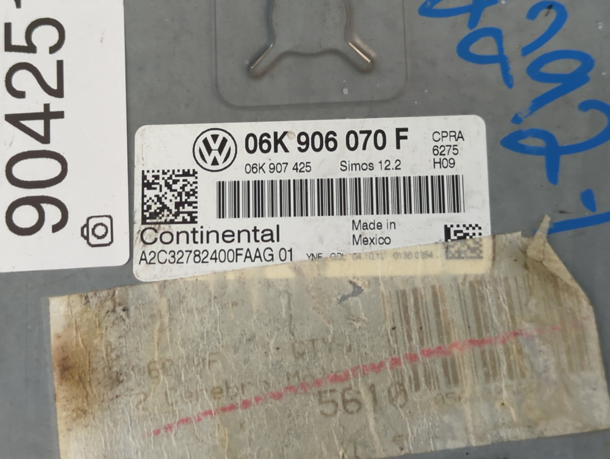 2014 Volkswagen Jetta PCM Engine Control Computer ECU ECM PCU OEM P/N:06K 906 070 F OEM Used Auto Parts - Oemusedautoparts1.