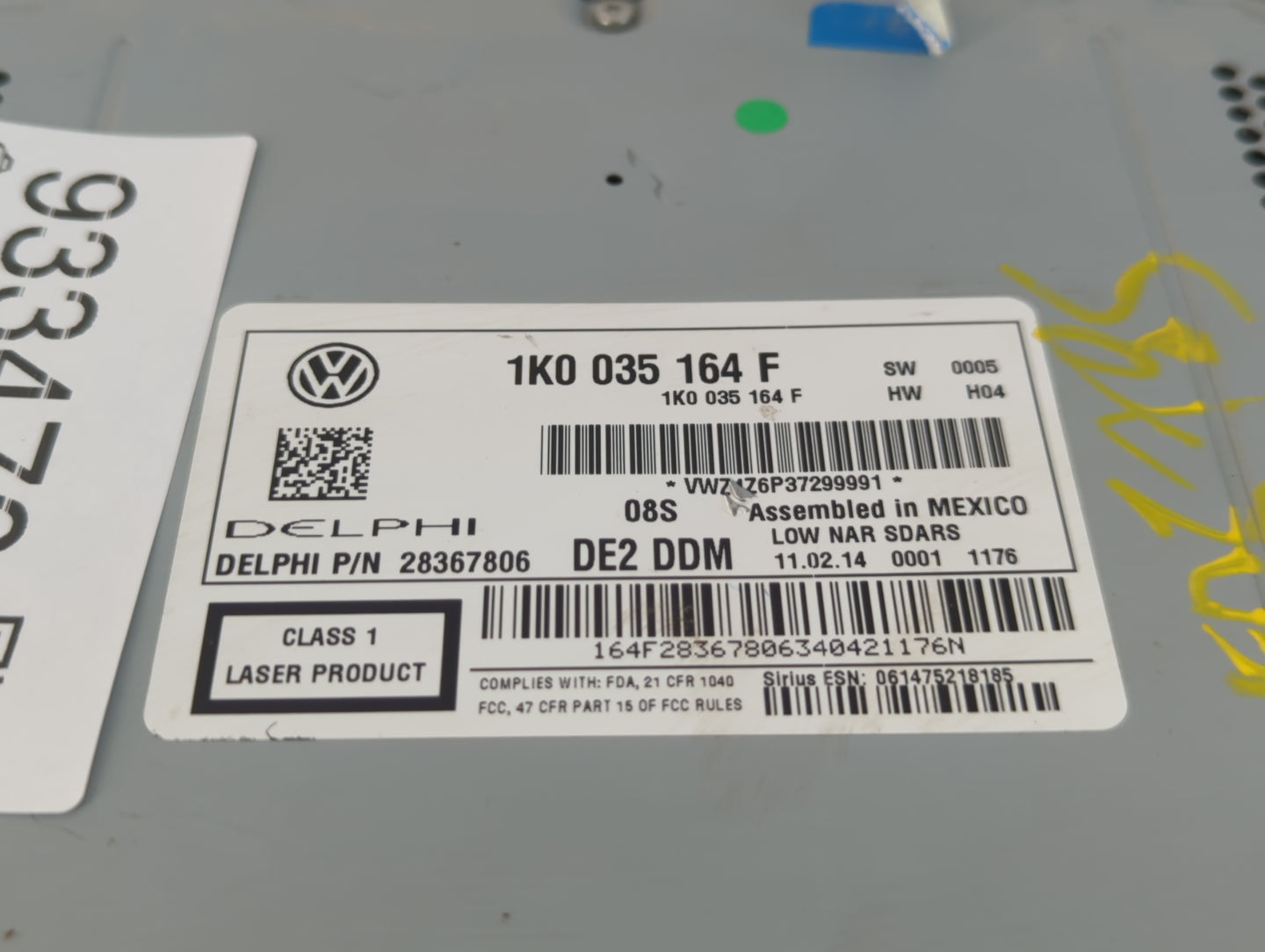 2014-2017 Volkswagen Jetta Radio AM FM Cd Player Receiver Replacement P/N:1K0 035 164 F Fits Fits 2013 2014 2015 2016 2017 O