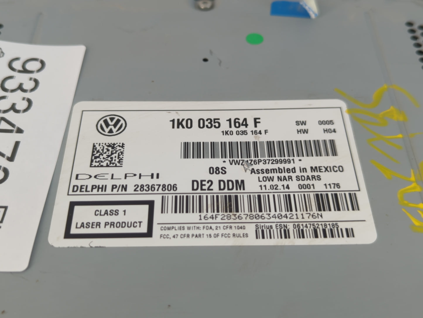 2014-2017 Volkswagen Jetta Radio AM FM Cd Player Receiver Replacement P/N:1K0 035 164 F Fits Fits 2013 2014 2015 2016 2017 O