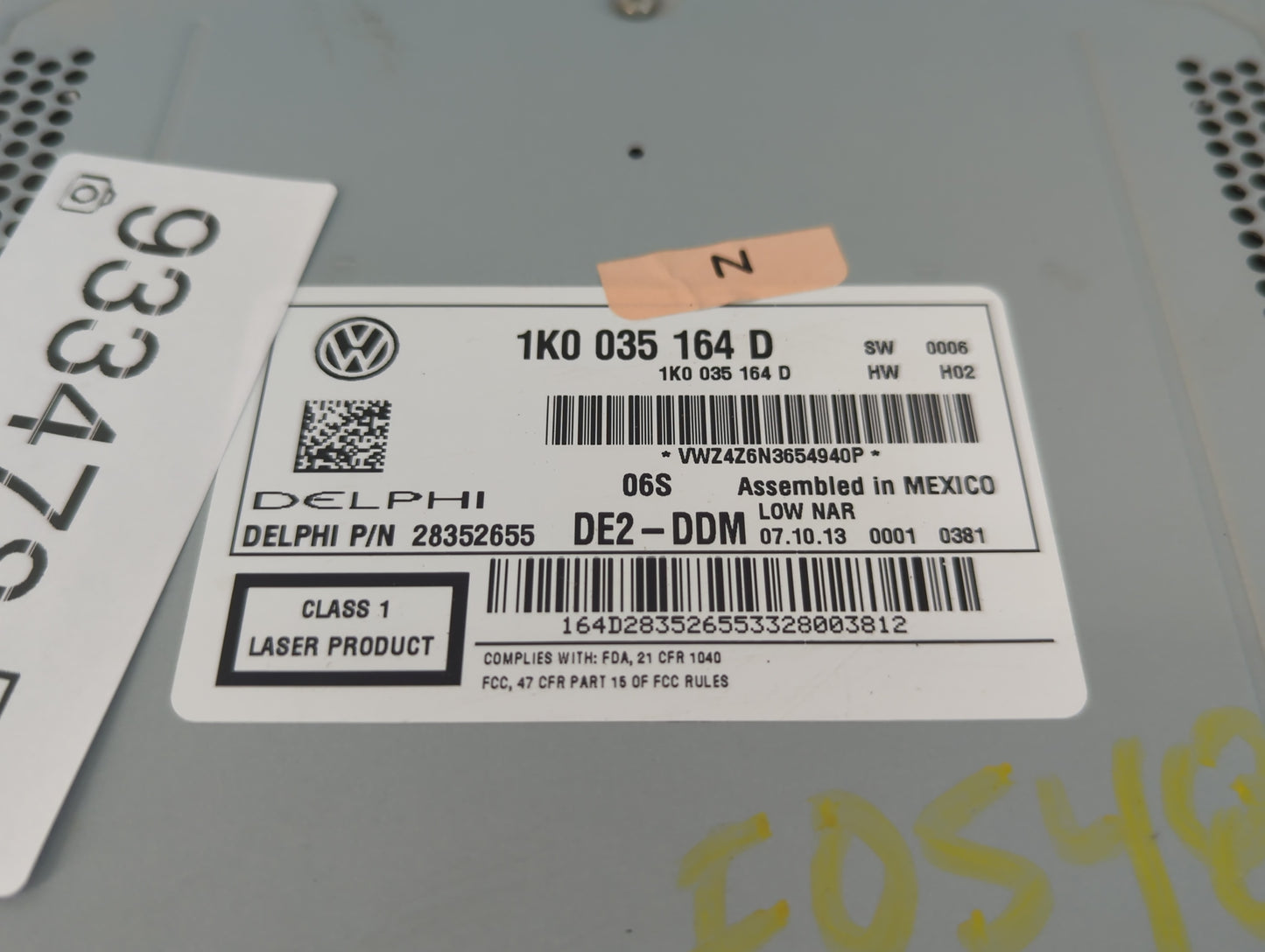 2011-2014 Volkswagen Jetta Radio AM FM Cd Player Receiver Replacement P/N:1K0 035 164 D Fits Fits 2011 2012 2013 2014 2015 2