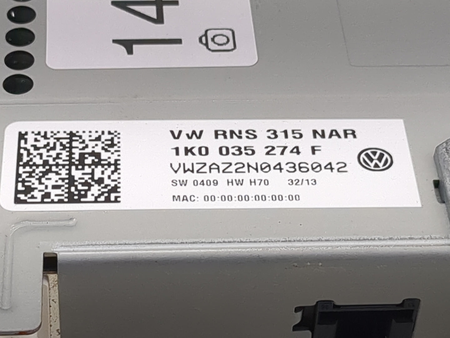 2014 Volkswagen Jetta Gli Radio AM FM Cd Player Receiver Replacement P/N:1K0035274F VW RNS 315 NAR Fits Fits 2013 2015 2016 