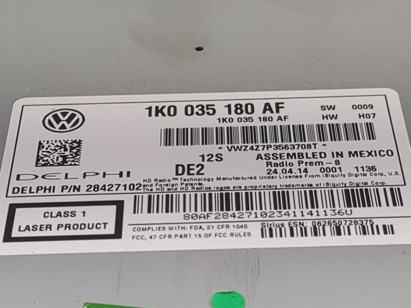 2014 Volkswagen Jetta Gli Radio AM FM Cd Player Receiver Replacement P/N:1K0035180AF 28427102 Fits Fits 2012 2013 2015 2016 