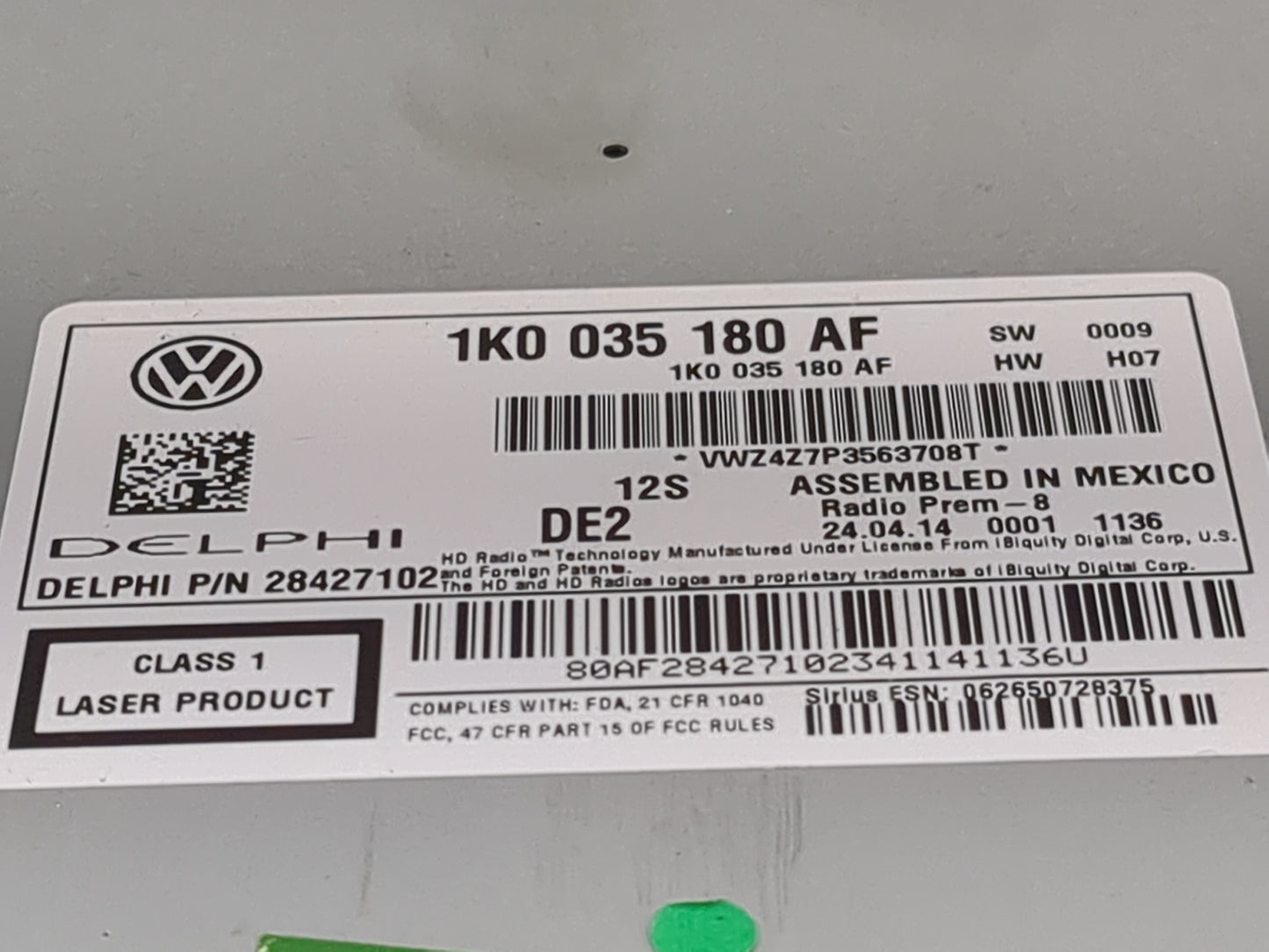 2014 Volkswagen Jetta Gli Radio AM FM Cd Player Receiver Replacement P/N:1K0035180AF 28427102 Fits Fits 2012 2013 2015 2016 