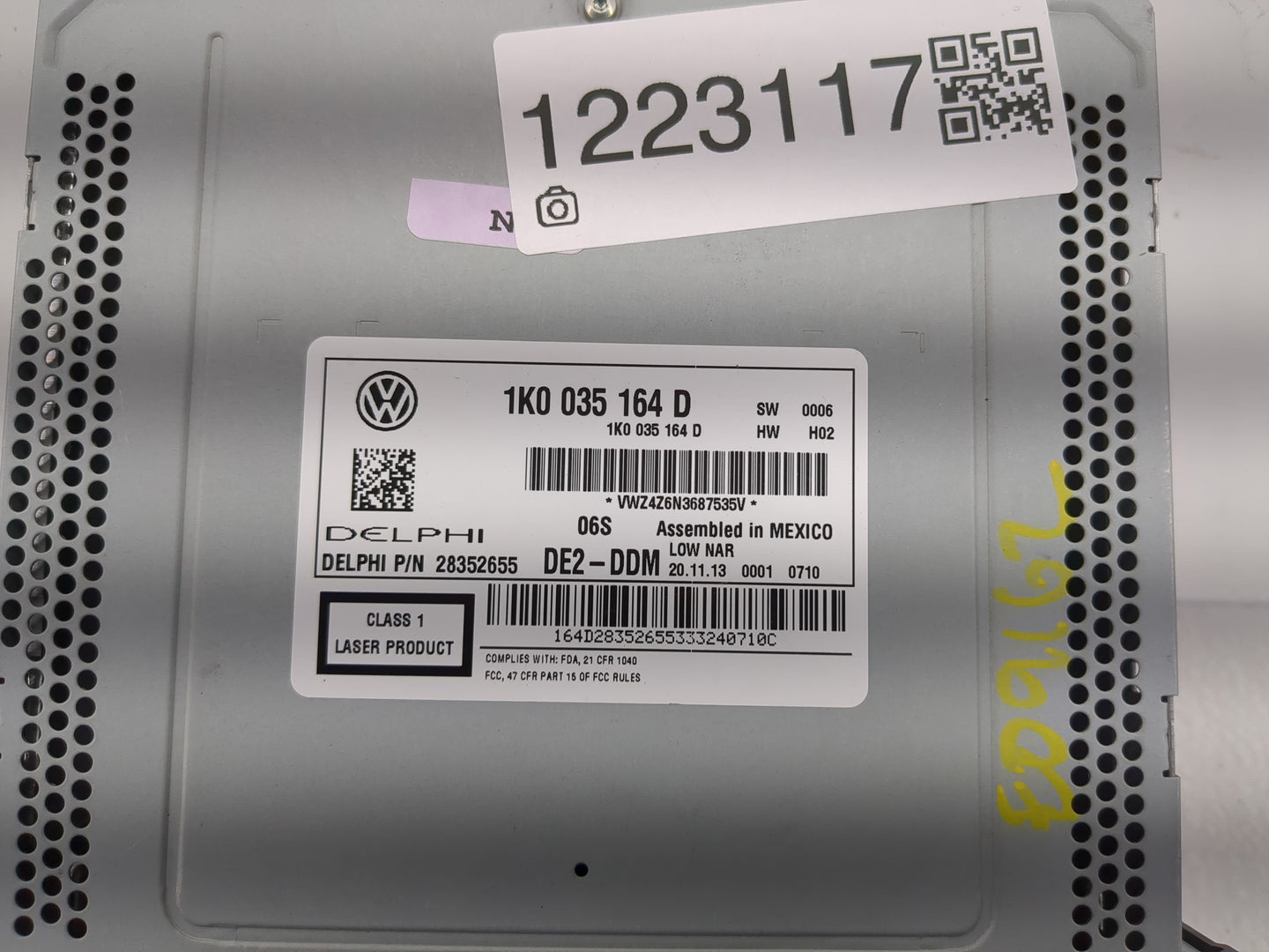 2012-2015 Volkswagen Passat Radio AM FM Cd Player Receiver Replacement P/N:1K0 035 164 D Fits Fits 2011 2012 2013 2014 2015 