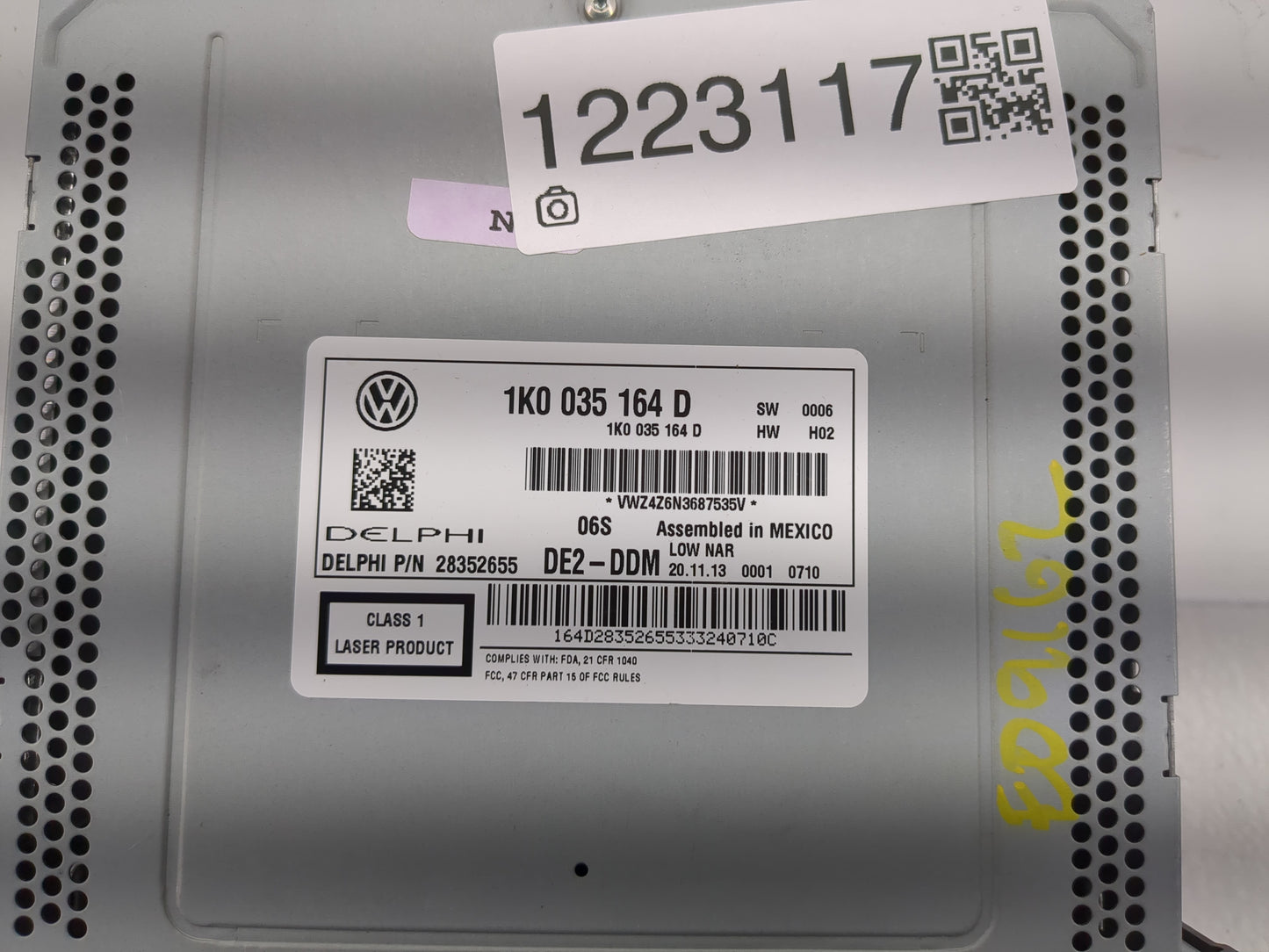 2012-2015 Volkswagen Passat Radio AM FM Cd Player Receiver Replacement P/N:1K0 035 164 D Fits Fits 2011 2012 2013 2014 2015 