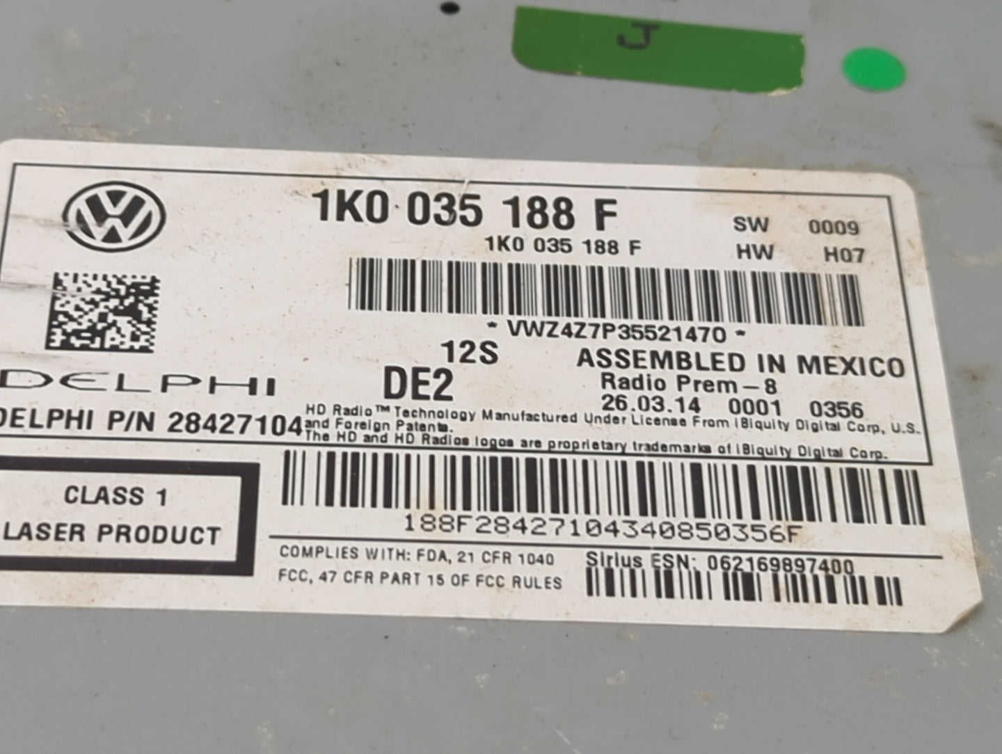 2012-2015 Volkswagen Passat Radio AM FM Cd Player Receiver Replacement P/N:1K0 035 188 F Fits Fits 2011 2012 2013 2014 2015 