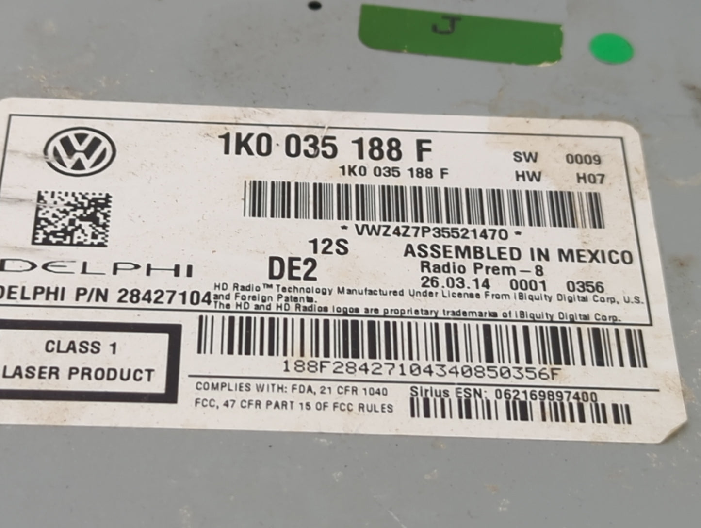 2012-2015 Volkswagen Passat Radio AM FM Cd Player Receiver Replacement P/N:1K0 035 188 F Fits Fits 2011 2012 2013 2014 2015 