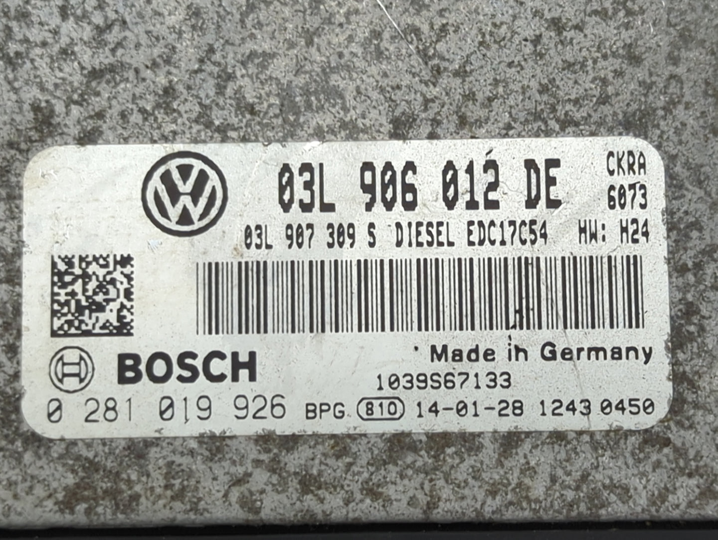 2013-2014 Volkswagen Passat PCM Engine Control Computer ECU ECM PCU OEM P/N:03L906012DE 03L907309S, 0281019926 Fits Fits 201