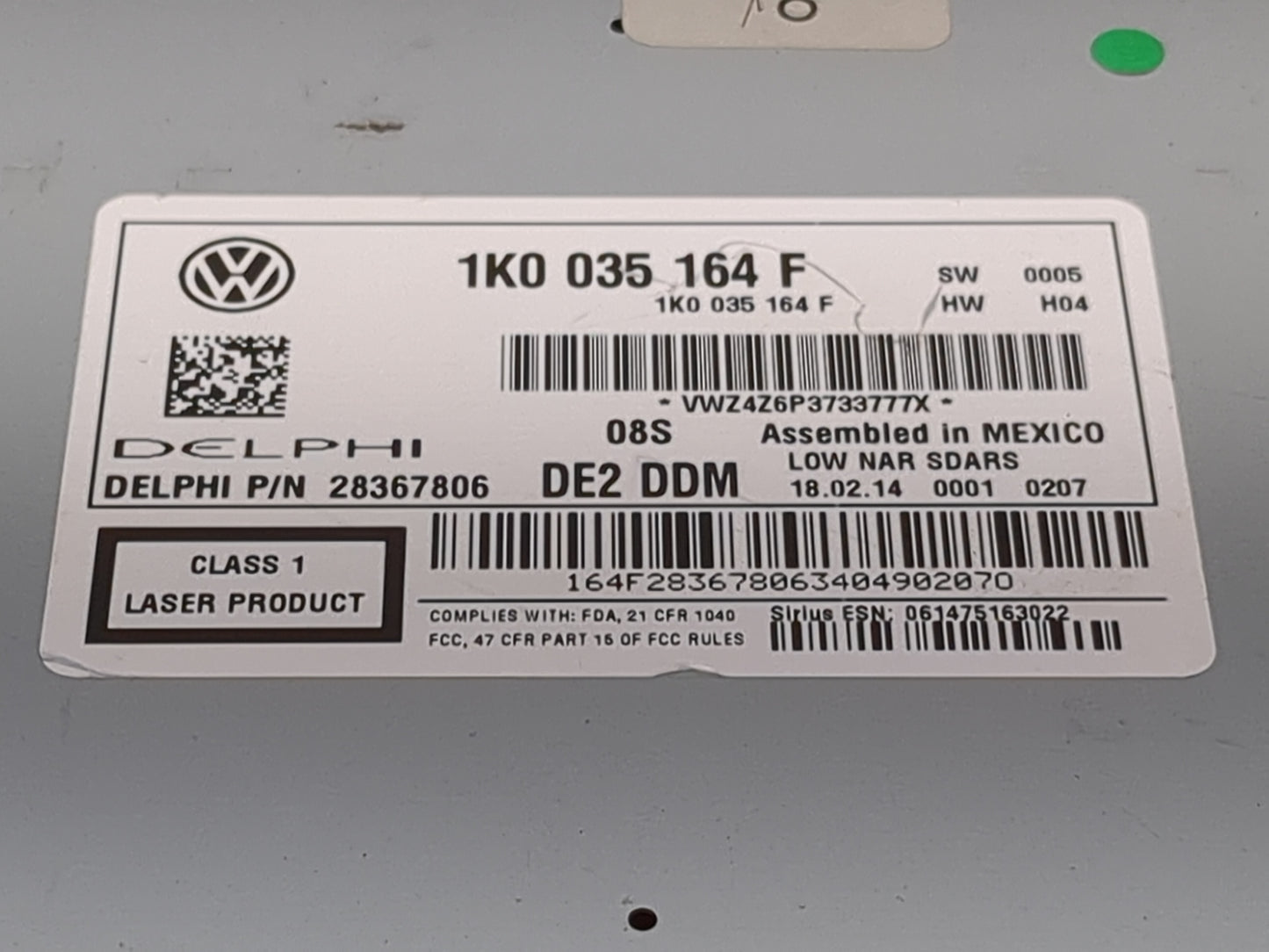 2013-2015 Volkswagen Passat Radio AM FM Cd Player Receiver Replacement P/N:1K0035164F 28367806 Fits Fits 2013 2014 2015 OEM 