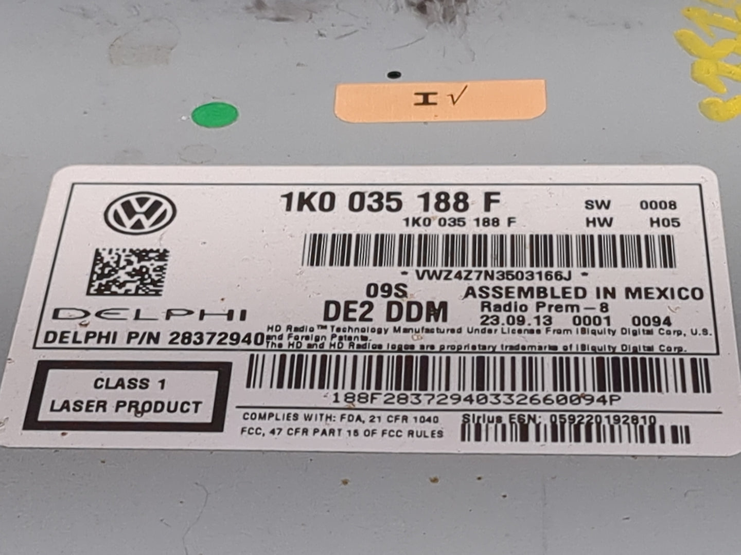 2013-2015 Volkswagen Passat Radio AM FM Cd Player Receiver Replacement P/N:1K0035188F 28372940 Fits Fits 2013 2014 2015 2016