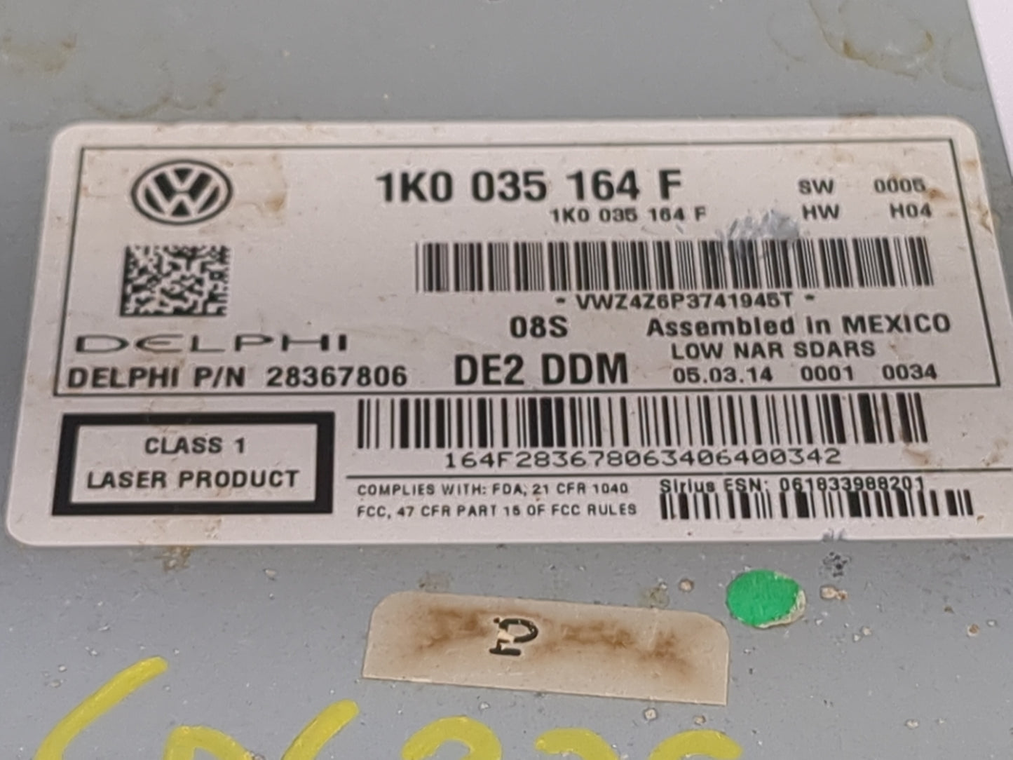 2012-2015 Volkswagen Passat Radio AM FM Cd Player Receiver Replacement P/N:1K0035164F 28367806 Fits OEM Used Auto Parts - Oe