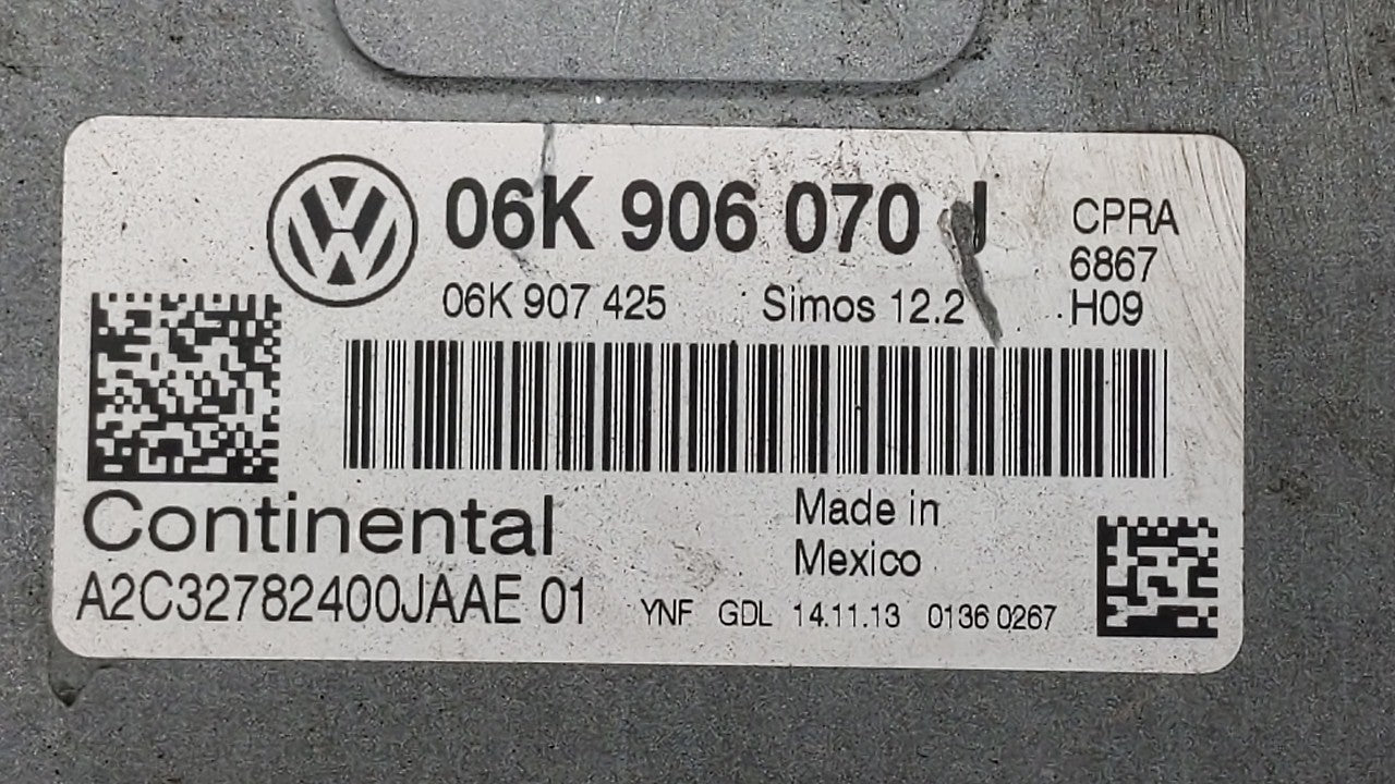 2014 Volkswagen Passat PCM Engine Control Computer ECU ECM PCU OEM P/N:06K 906 070 H 06K 906 070 J Fits OEM Used Auto Parts 