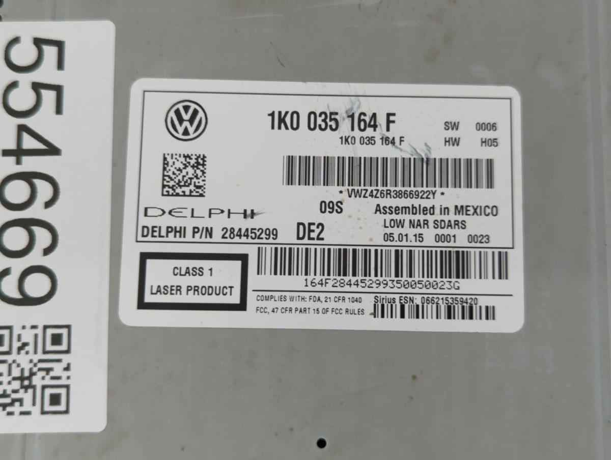 2012-2015 Volkswagen Passat Am Fm Cd Player Radio Receiver 554669 - Oemusedautoparts1.com