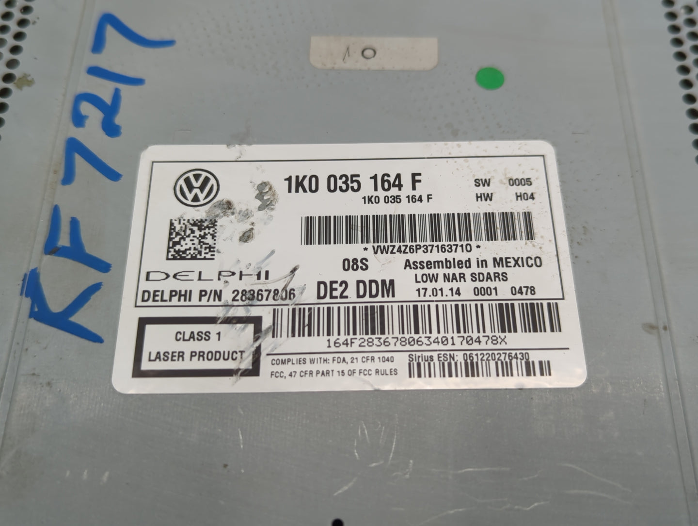 2012-2015 Volkswagen Passat Radio AM FM Cd Player Receiver Replacement P/N:1K0 035 164 F Fits Fits 2011 2012 2013 2014 2015 