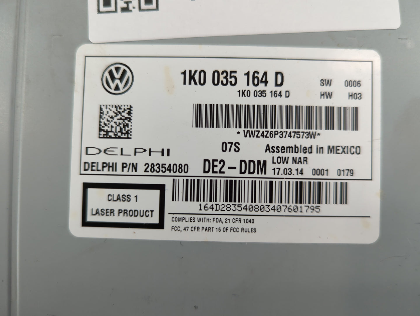 2012-2015 Volkswagen Passat Radio AM FM Cd Player Receiver Replacement P/N:1K0 035 164 D Fits Fits 2011 2012 2013 2014 2015 