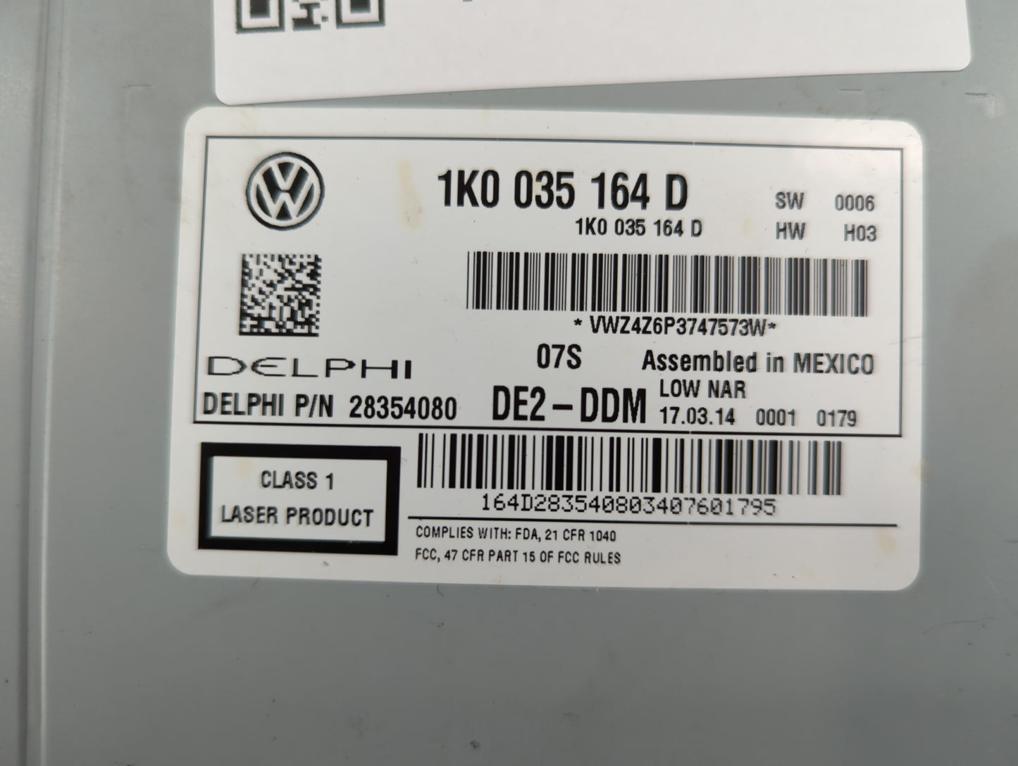 2012-2015 Volkswagen Passat Radio AM FM Cd Player Receiver Replacement P/N:1K0 035 164 D Fits Fits 2011 2012 2013 2014 2015 