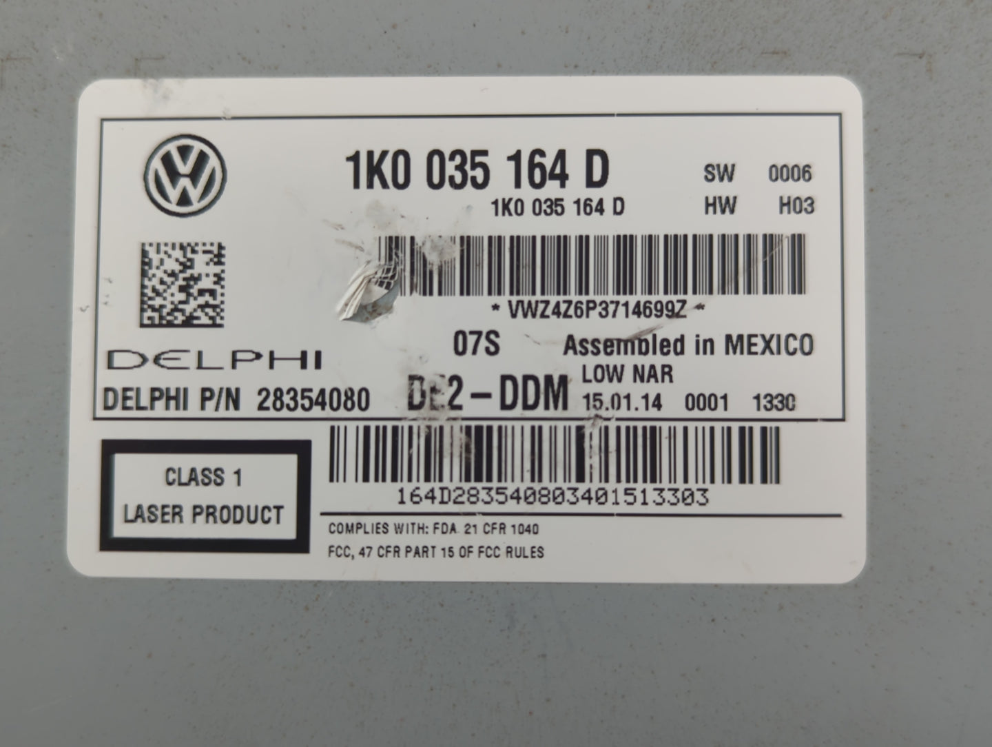 2012-2015 Volkswagen Passat Radio AM FM Cd Player Receiver Replacement P/N:1K0 035 164 D Fits Fits 2011 2012 2013 2014 2015 