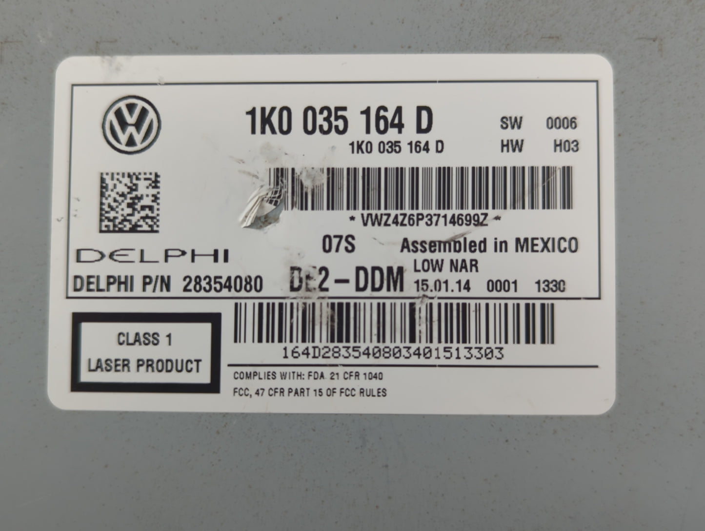 2012-2015 Volkswagen Passat Radio AM FM Cd Player Receiver Replacement P/N:1K0 035 164 D Fits Fits 2011 2012 2013 2014 2015 