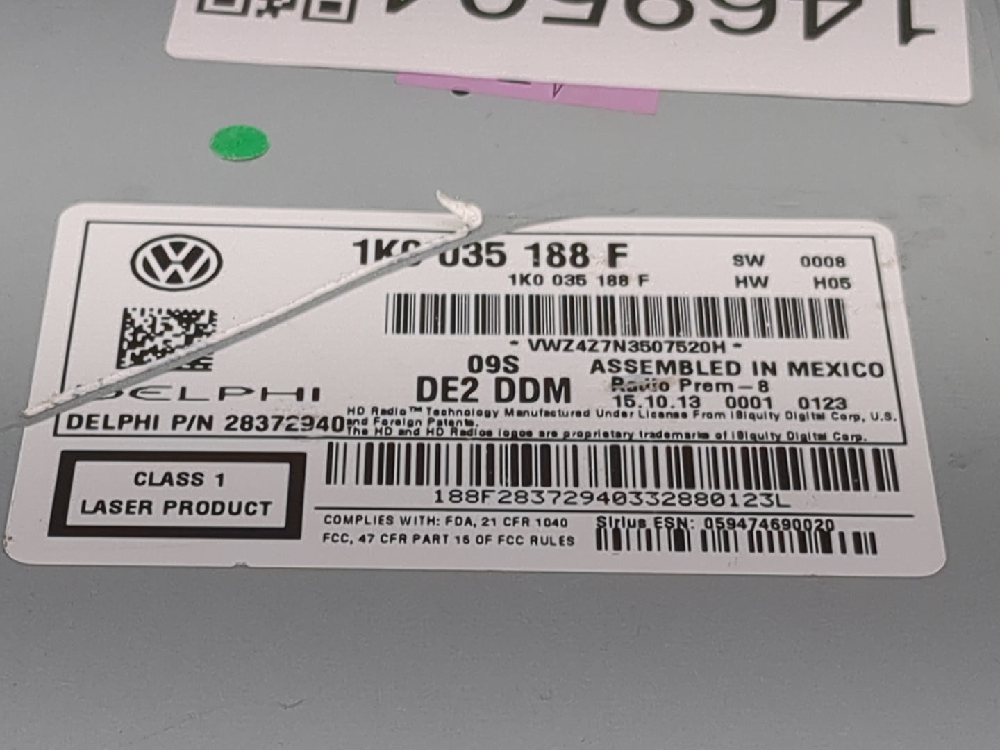 2009-2017 Volkswagen Tiguan Radio AM FM Cd Player Receiver Replacement P/N:1K0035188F 28372940 Fits OEM Used Auto Parts - Oe