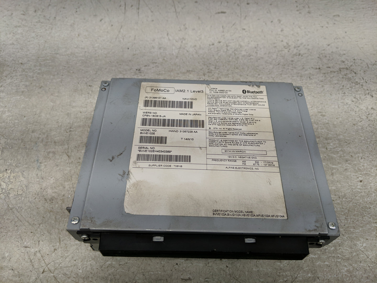 2014-2015 Volvo S60 Radio AM FM Cd Player Receiver Replacement P/N:CF6N-18C815-BA 31357213 AA Fits Fits 2014 2015 2016 OEM U