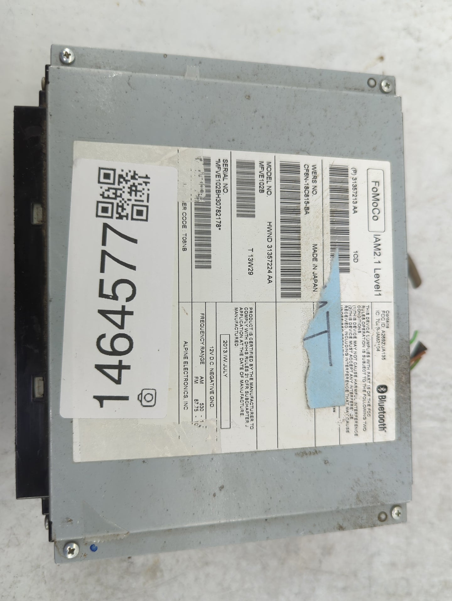 2014-2015 Volvo S60 Radio AM FM Cd Player Receiver Replacement P/N:CF6N-18C815-BA 31357213AA, 31357224AA Fits Fits 2014 2015