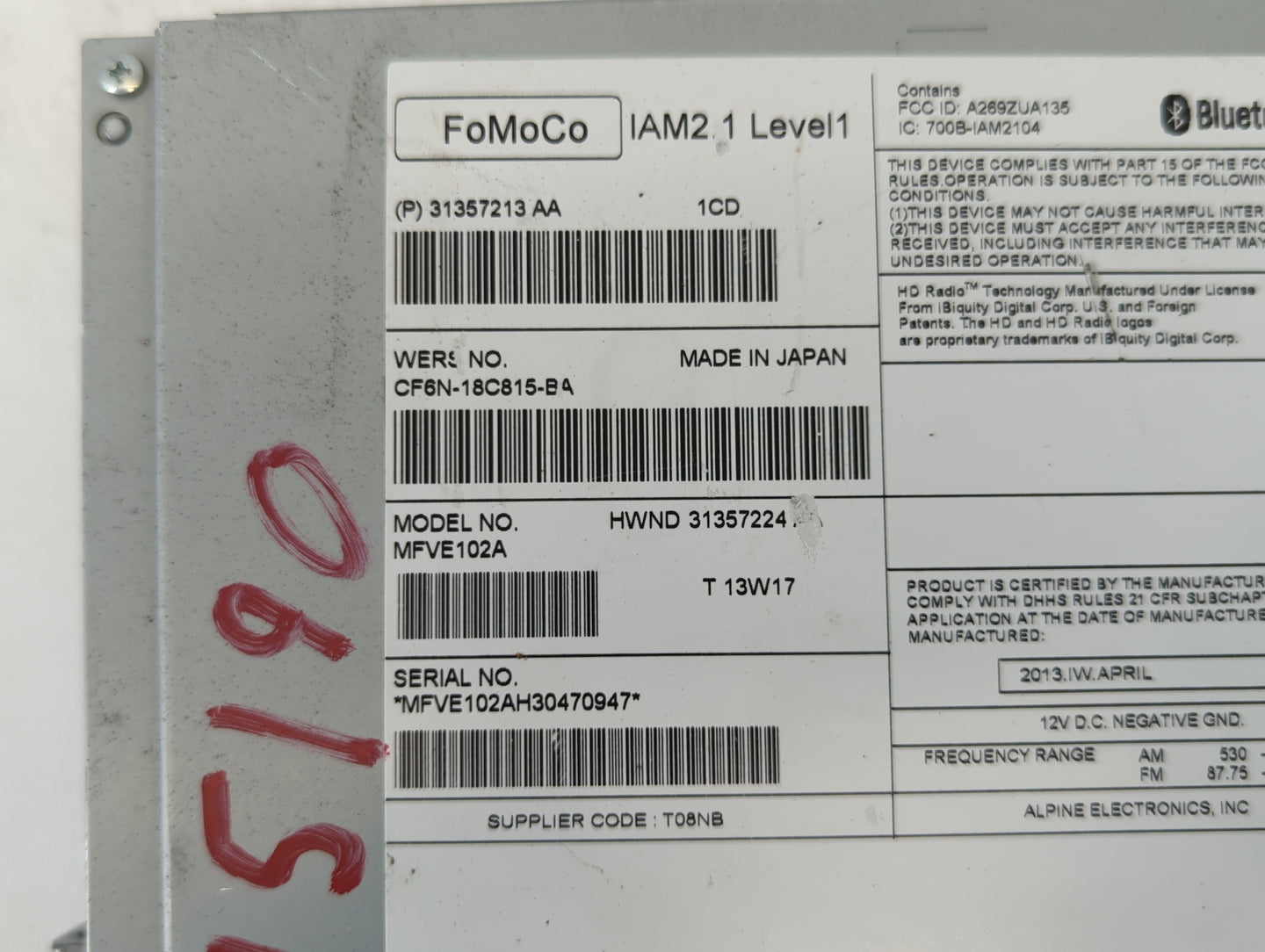 2014-2015 Volvo S60 Am Fm Cd Player Radio Receiver - Oemusedautoparts1.com