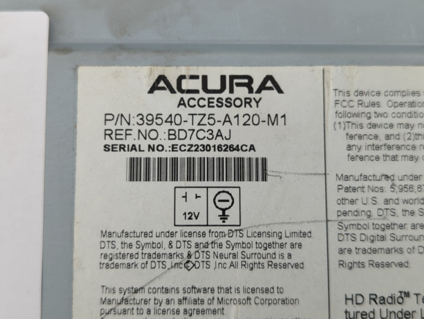 2014-2015 Acura Mdx Am Fm Cd Player Radio Receiver - Oemusedautoparts1.com