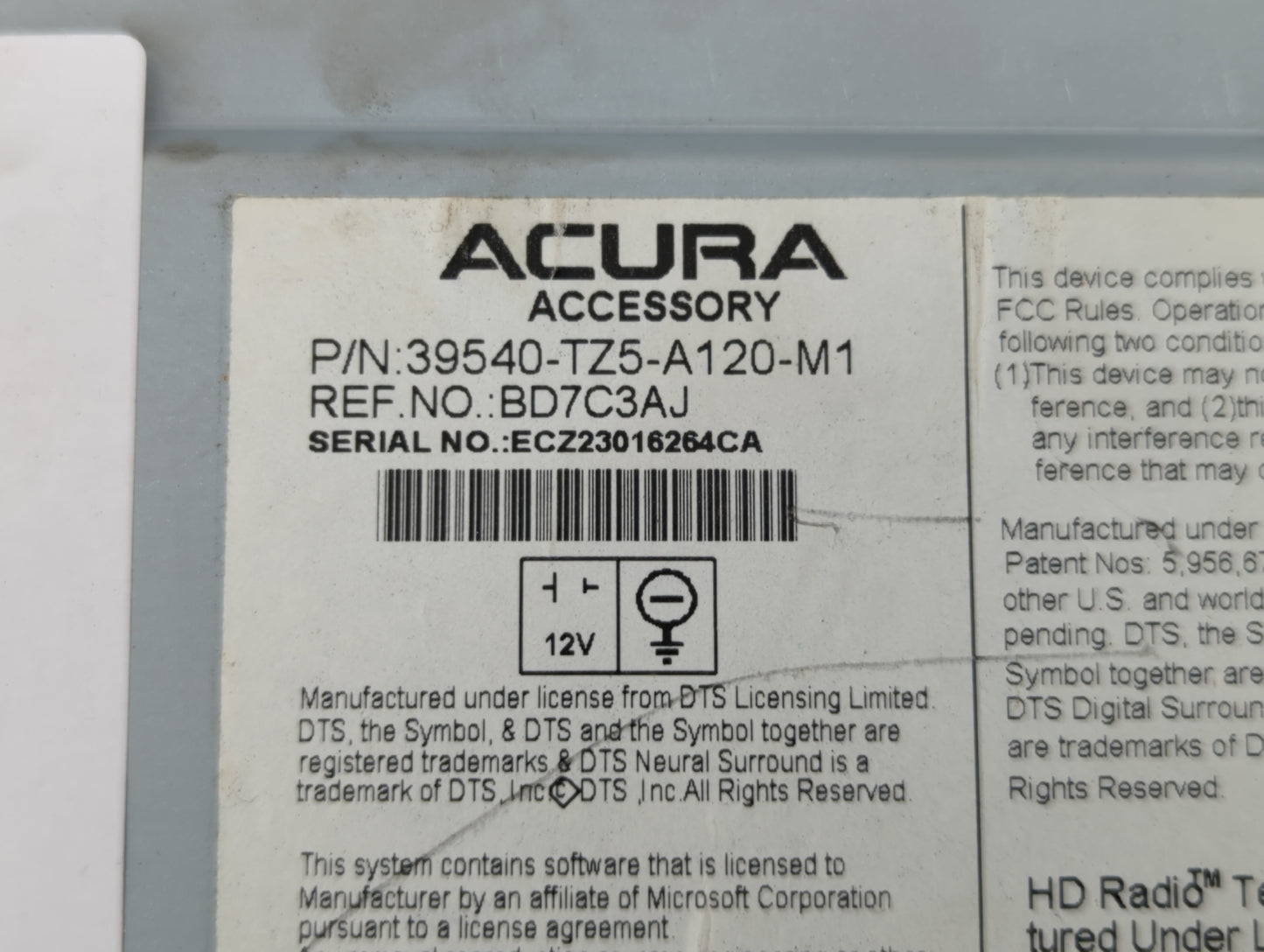 2014-2015 Acura Mdx Am Fm Cd Player Radio Receiver - Oemusedautoparts1.com