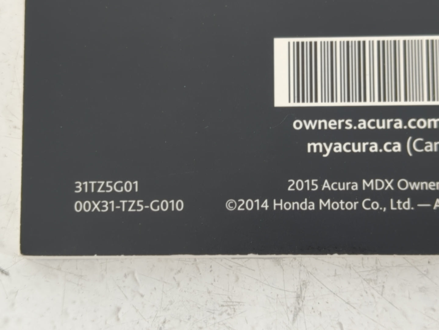 2015 Acura Mdx Owners Manual Book Guide P/N:00X31-TZ5-G010 31TZ5G01 OEM Used Auto Parts - Oemusedautoparts1.com