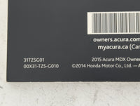 2015 Acura Mdx Owners Manual Book Guide P/N:00X31-TZ5-G010 31TZ5G01 OEM Used Auto Parts - Oemusedautoparts1.com