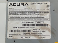 2013-2015 Acura Rdx Radio AM FM Cd Player Receiver Replacement P/N:39540-TX4-A030-M1 Fits Fits 2013 2014 2015 OEM Used Auto 