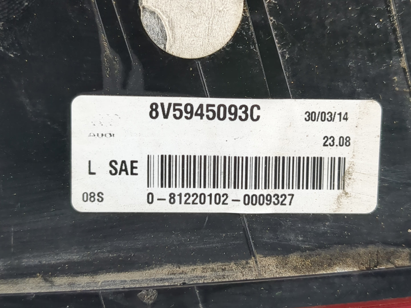 2015-2016 Audi A3 Tail Light Assembly Driver Left OEM Fits Fits 2015 2016 OEM Used Auto Parts - Oemusedautoparts1.com