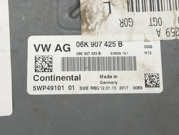 2015 Audi A3 PCM Engine Control Computer ECU ECM PCU OEM P/N:06K907425B 5WP4910101, 5G0906259A Fits Fits 2016 2017 OEM Used Auto Parts